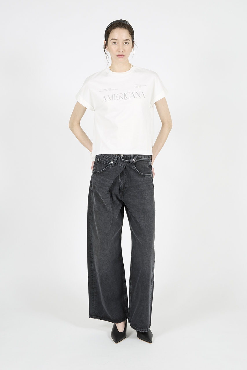 AMERICANA トップス Americana(アメリカーナ)｜【ELLE SHOP限定】コットンロゴTシャツ/オフ