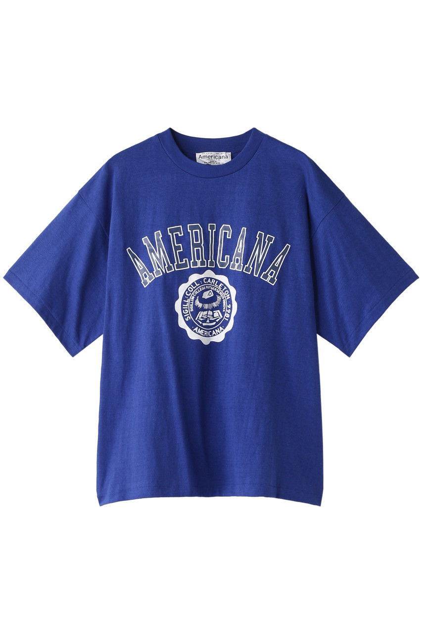 Americana アメリカーナ Americana カレッジTシャツ(ヴィンテージ加工) ロイヤルブルー