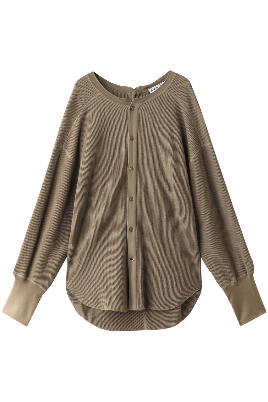 SALE 【40%OFF】 Americana アメリカーナ サーマルバックヘンリーネックカーディガン スモーキーベージュ
