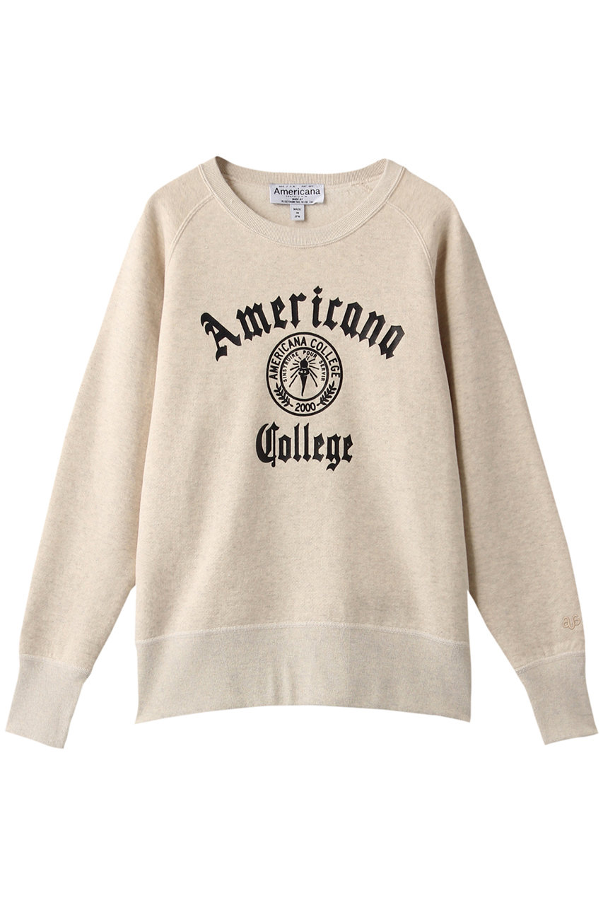 Americana アメリカーナ カレッジロゴ スーピマ裏毛ラグランスウェット オートミール