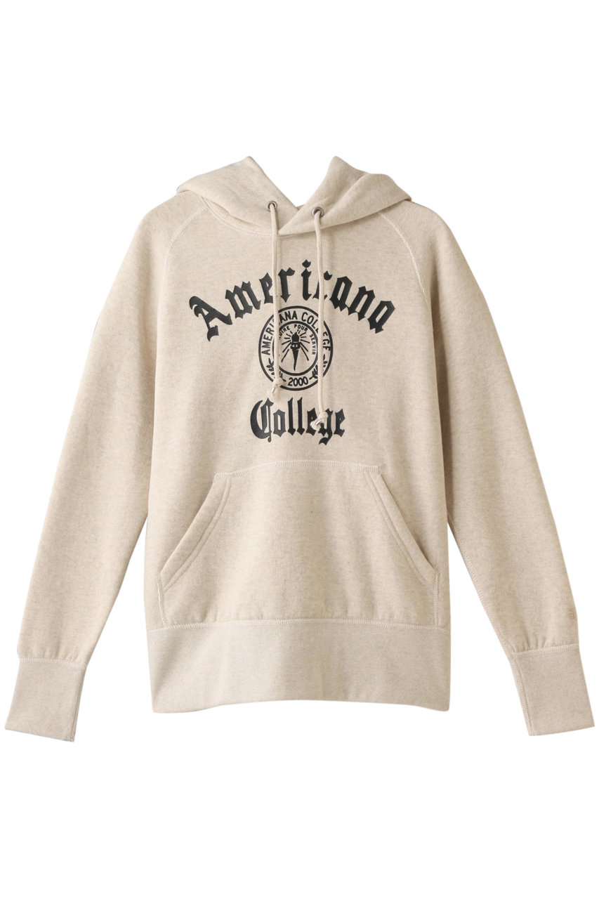 Americana アメリカーナ カレッジロゴ スーピマ裏毛ラグランフードスウェット オートミール
