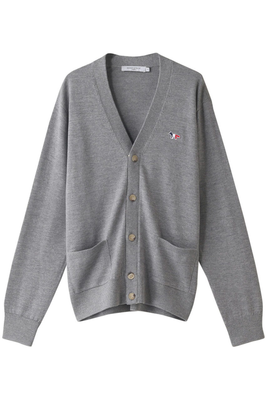 MAISON KITSUNE メゾン キツネ 【UNISEX】TRICOLOR FOX PATCH CLASSIC CARDIGAN / カーディガン グレーメランジュ