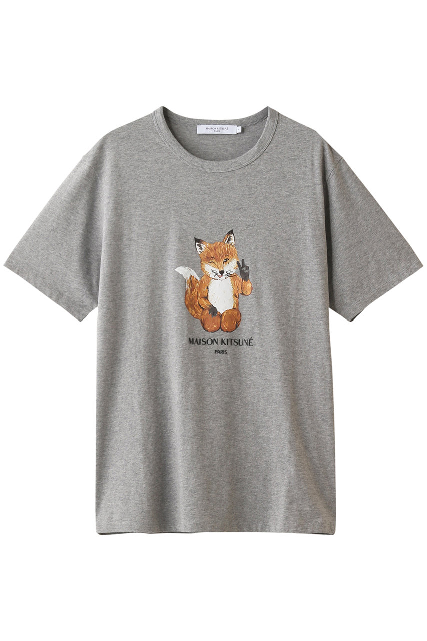 MAISON KITSUNE メゾン キツネ 【UNISEX】ALL RIGHT FOX PRINT CLASSIC TEE-SHIRT / Tシャツ グレーメランジュ