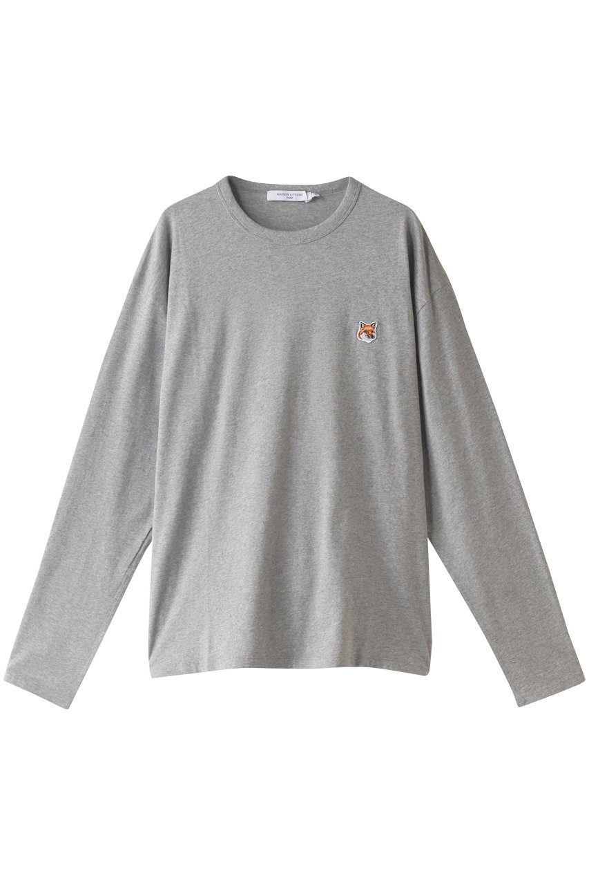 MAISON KITSUNE メゾン キツネ 【UNISEX】FOX HEAD PATCH REGULAR LONG-SLEEVED TEE-SHIRT / Tシャツ グレーメランジュ