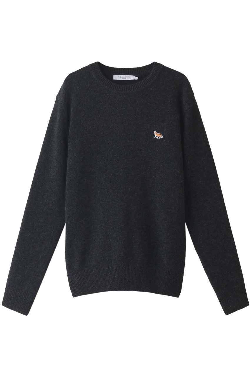 MAISON KITSUNE メゾン キツネ 【UNISEX】BABY FOX PATCH COSY R-NECK PULLOVER / ニットプルオーバー ダークグレー