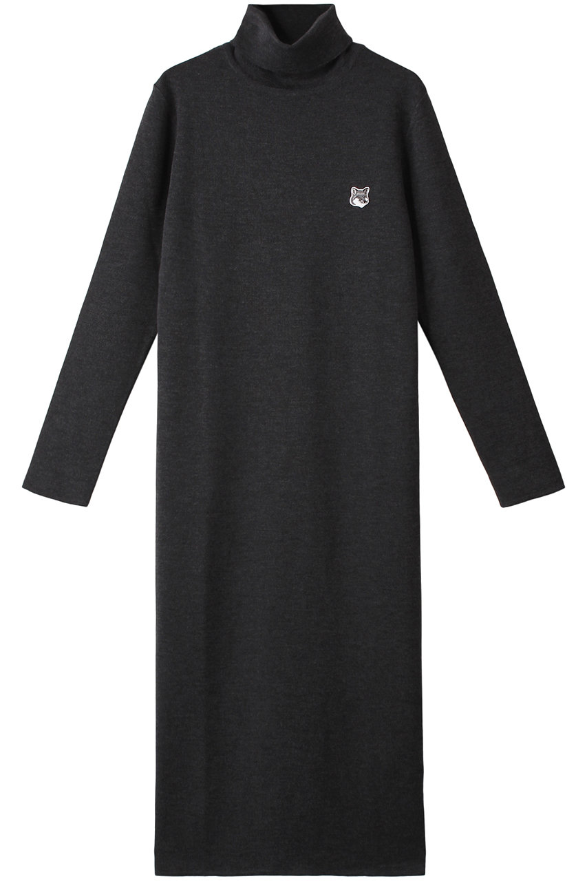 MAISON KITSUNE メゾン キツネ GREY FOX HEAD PATCH LONG DRESS / ドレス アントラシートメランジュ