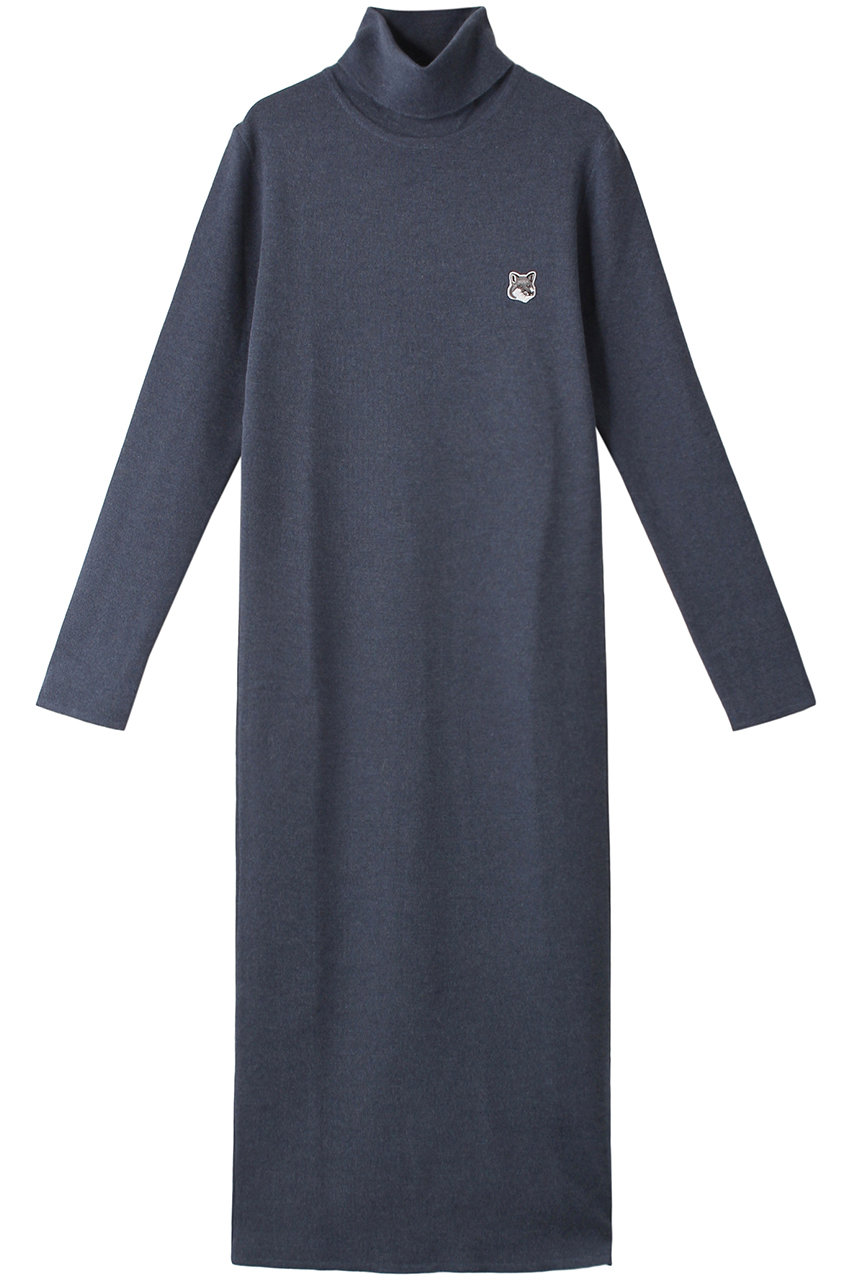 MAISON KITSUNE メゾン キツネ GREY FOX HEAD PATCH LONG DRESS / ドレス ブルーメランジュ