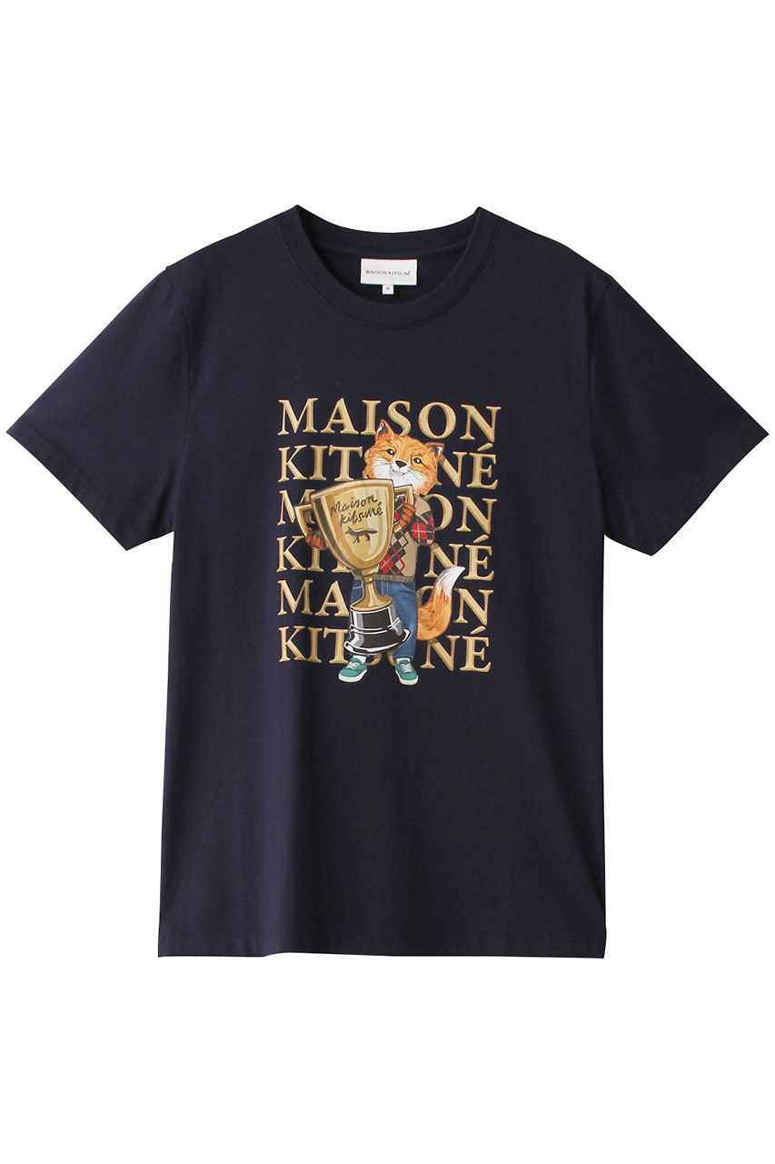  MAISON KITSUNE FOX CHAMPION レギュラーTシャツ (ネイビー S) メゾン キツネ ELLE SHOP