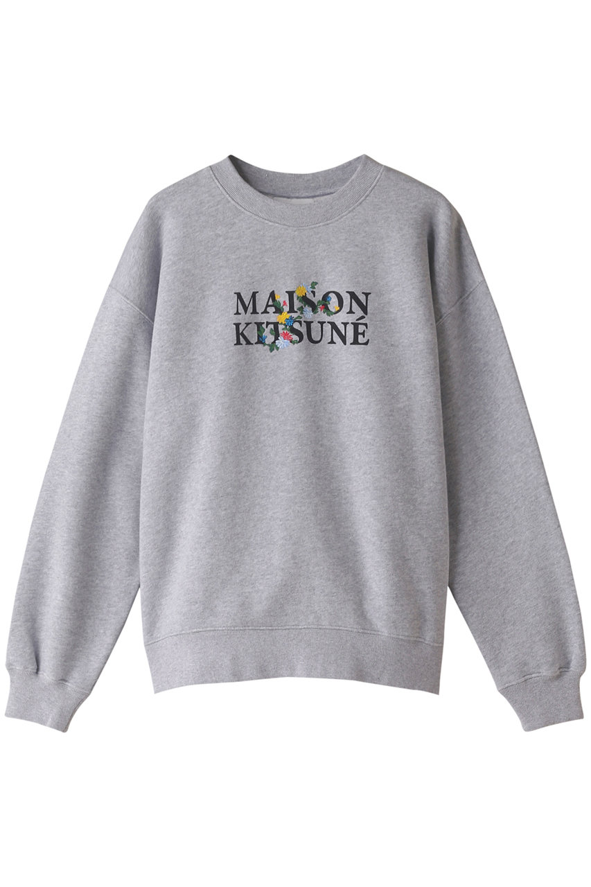 ＜ELLE SHOP＞ MAISON KITSUNE MAISON KITSUNE FLOWERS コンフォートスウェットシャツ (ライトグレーメランジ S) メゾン キツネ ELLE SHOP
