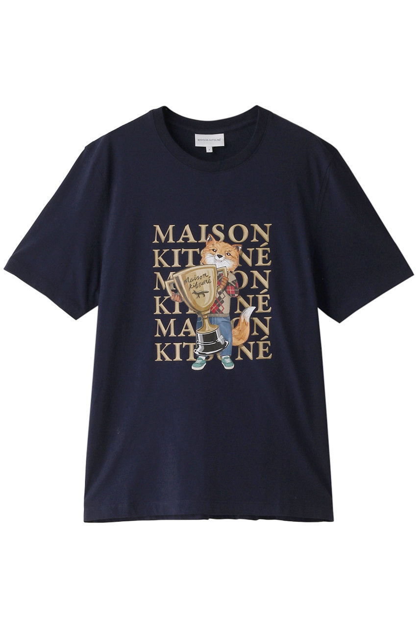 ＜ELLE SHOP＞ MAISON KITSUNE 【MEN】FOX CHAMPION レギュラーTシャツ (ネイビー M) メゾン キツネ ELLE SHOP
