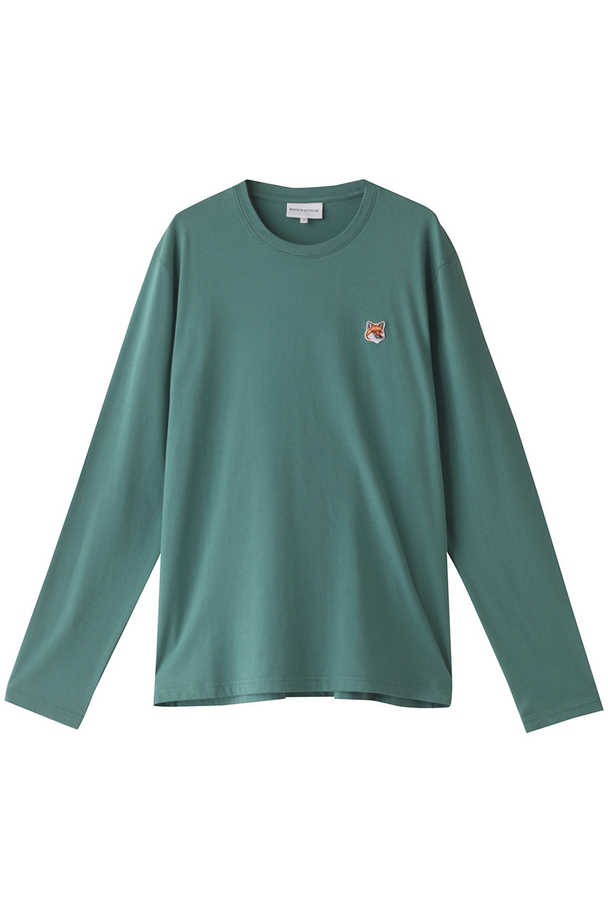 ＜ELLE SHOP＞ MAISON KITSUNE 【MEN】FOX HEAD PATCH レギュラーロングスリーブTシャツ (ティールグレー L) メゾン キツネ ELLE SHOP画像