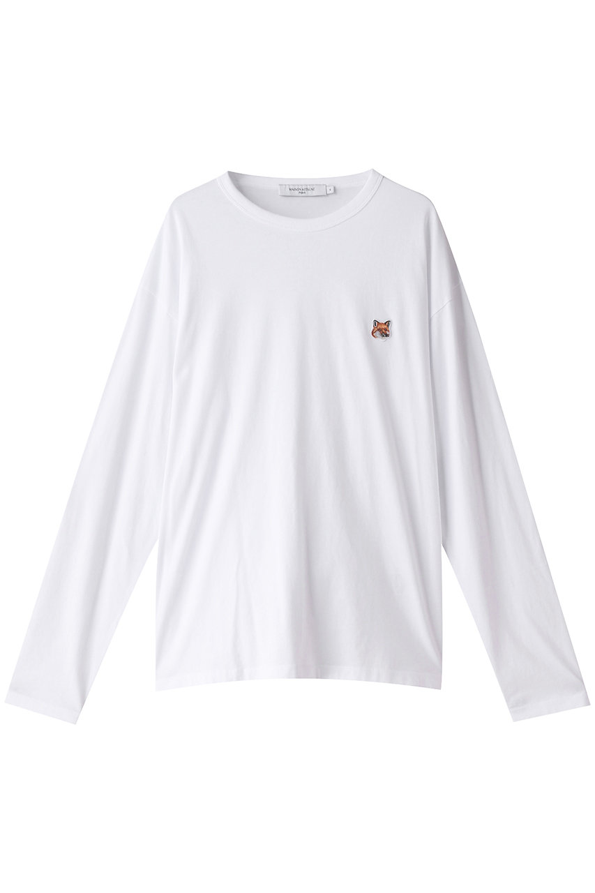  MAISON KITSUNE 【UNISEX】FOX HEAD PATCH REGULAR ロングスリーブTシャツ (ホワイト M) メゾン キツネ ELLE SHOP