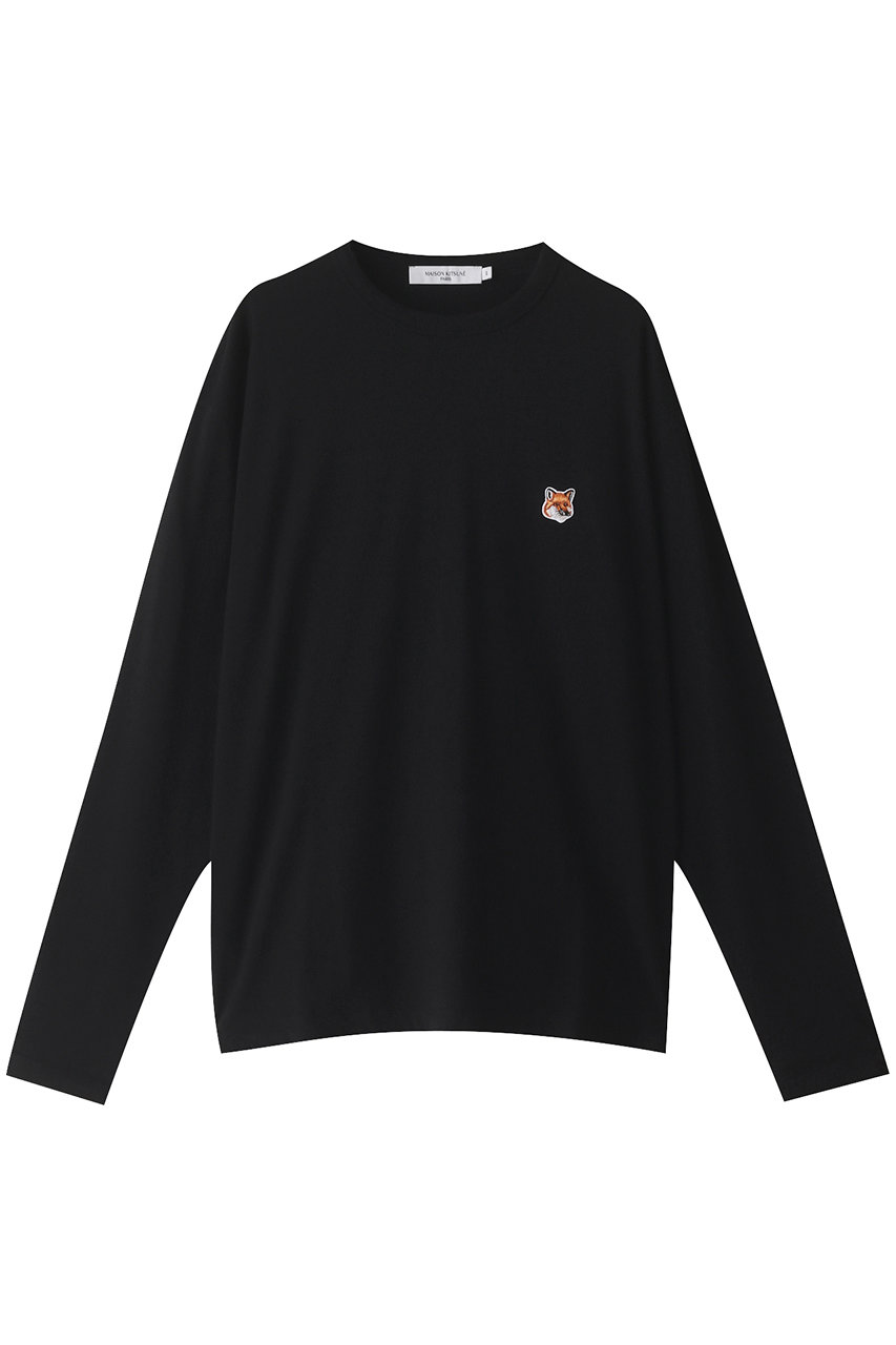  MAISON KITSUNE 【UNISEX】FOX HEAD PATCH REGULAR ロングスリーブTシャツ (ブラック M) メゾン キツネ ELLE SHOP