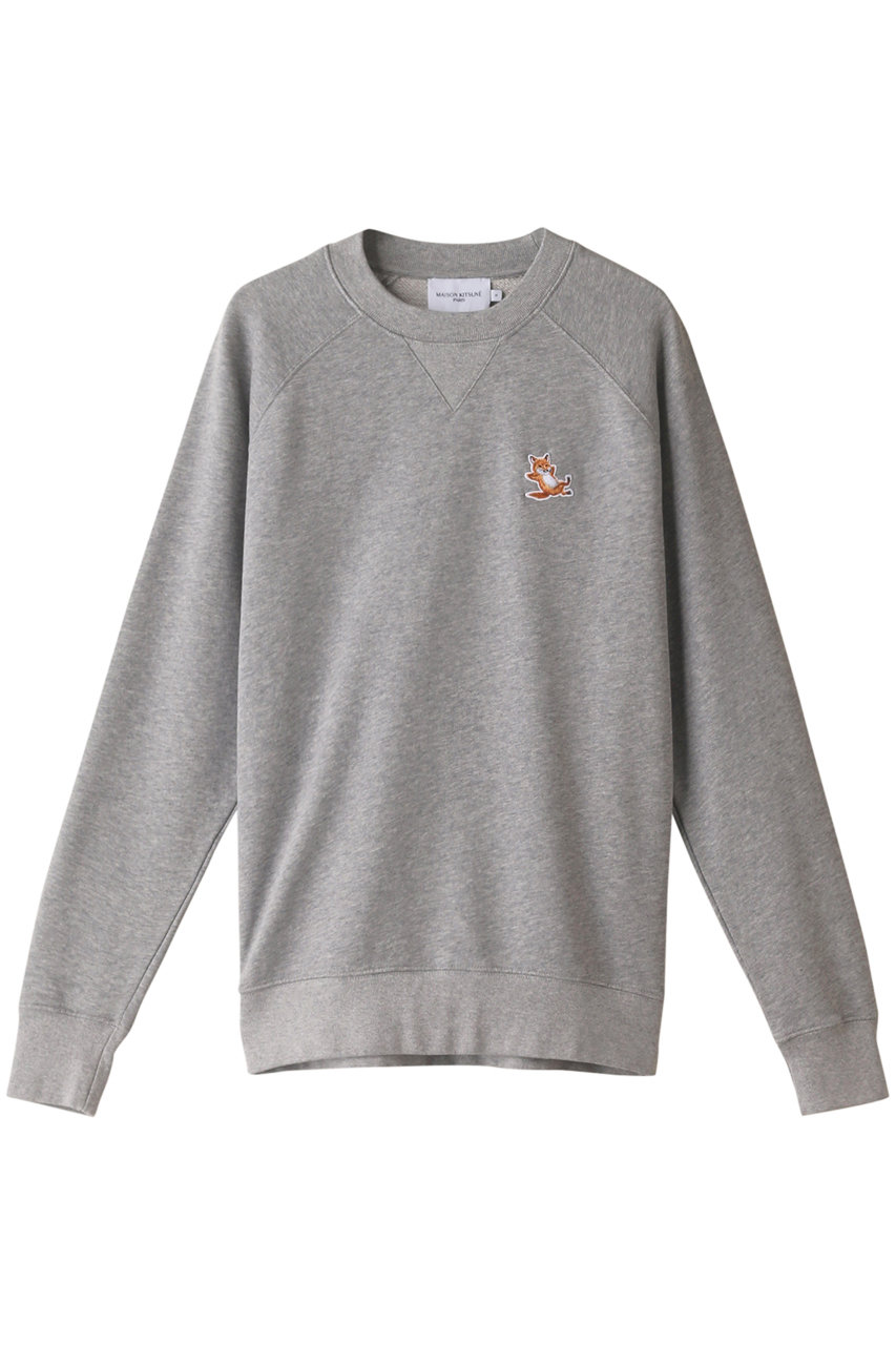 ＜ELLE SHOP＞ MAISON KITSUNE 【UNISEX】CHILLAX FOX PATCH CLASSIC スウェットシャツ (グレーメランジ L) メゾン キツネ ELLE SHOP