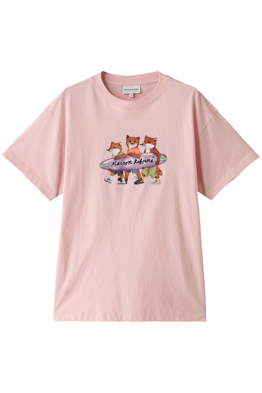 MAISON KITSUNE SURFING FOXES RELAXED Tシャツ (ミルクセーキ, XS) メゾン キツネ ELLE SHOP