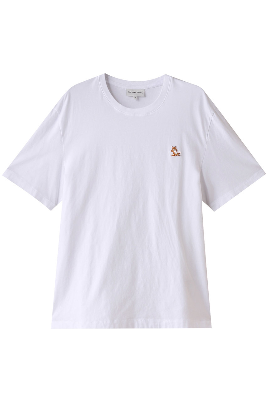 MAISON KITSUNE 【MEN】CHILLAX FOX PATCH レギュラー Tシャツ (ホワイト, L) メゾン キツネ ELLE SHOP