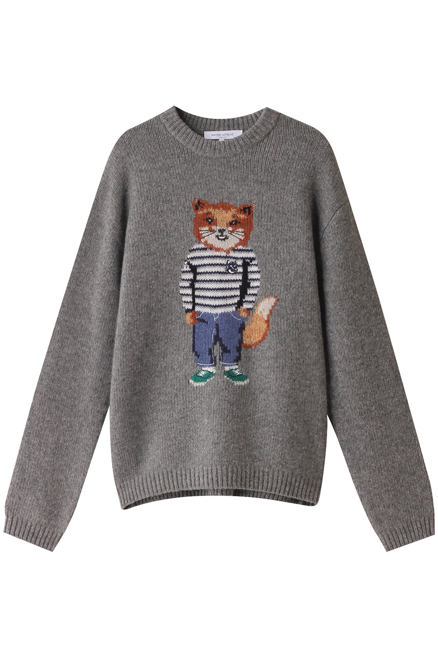 メゾン キツネ/MAISON KITSUNEの【MEN】DRESSED FOX インターシャジャンパー(ミディアムグレーメランジ/NM00809KH0002)