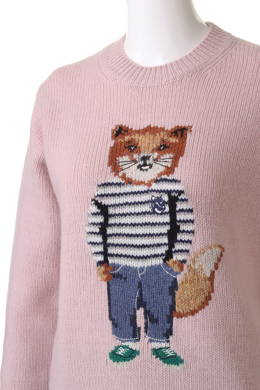 MAISON KITSUNE(メゾン キツネ)｜DRESSED FOX インターシャ ジャンパー/ライトピンク  の通販｜ELLESHOP・(エル・ショップ)