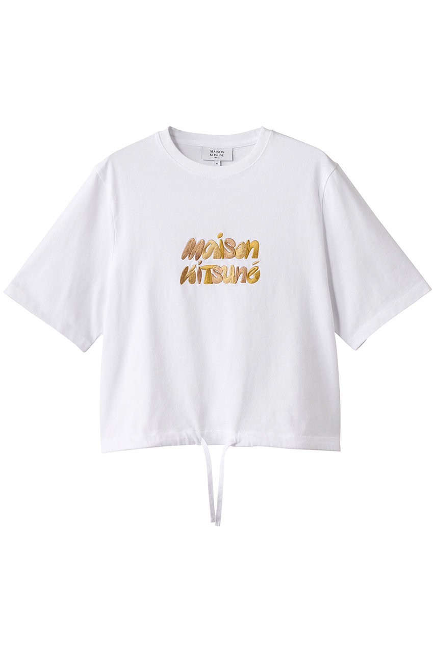 MAISON KITSUNE BUBBLE LOGO DRAWSTRING COMFORT Tシャツ (ホワイト, S) メゾン キツネ ELLE SHOP MAISON KITSUNE BUBBLE LOGO DRAWSTRING COMFORT Tシャツ (ホワイト, S) メゾン キツネ ELLE SHOP