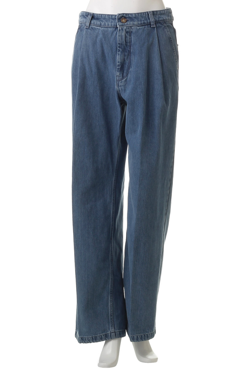 デニム・ジーパン MAISON KITSUNE WIDE PLEATED BLUE JEANS PLEATED DENIM PANTS | Maison Kitsuné