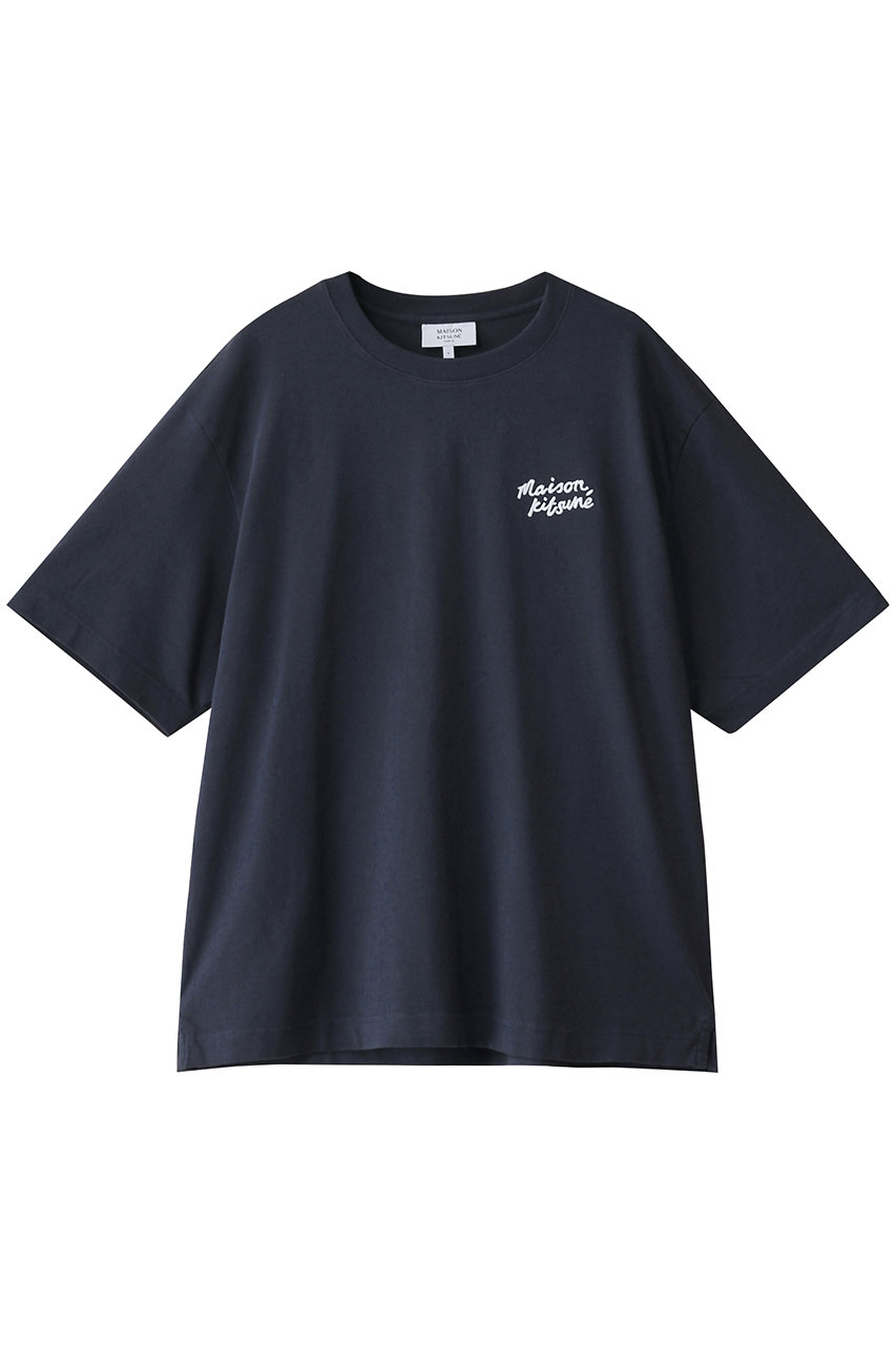 メゾン キツネ/MAISON KITSUNEの【MEN】MAISON KITSUNE HANDWRITING EMBROIDERY OVERSIZE Tシャツ(インクブルー/OM00123KJ0119)