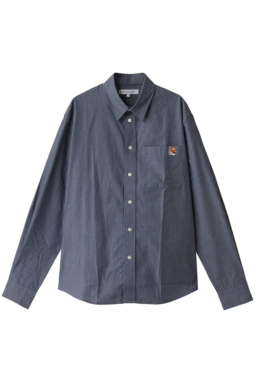 メゾン キツネ/MAISON KITSUNEの【MEN】FOX HEAD CASUAL シャツ(インディゴ/OM00432WC5043)