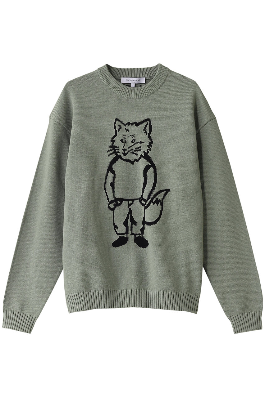 メゾン キツネ/MAISON KITSUNEの【MEN】DRESSED FOX INTARSIA JUMPER プルオーバー(ヴァート-ディ-グリ/OM00802KT1030)