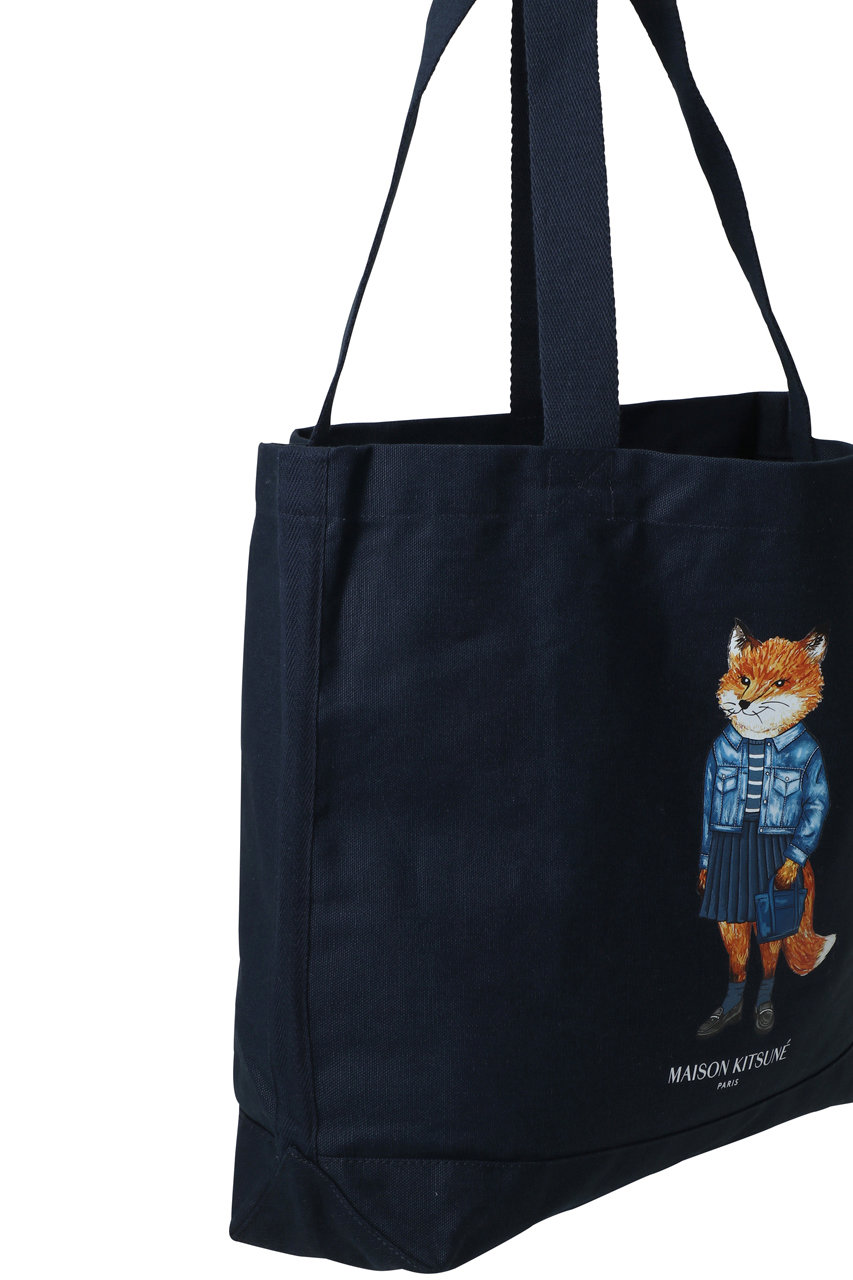 S*様 美品★MAISON KITSUNEメゾンキツネトートラージ紺ネイビー MAISON KITSUNE(メゾン キツネ)|【UNISEX】DRESSED FOX トート