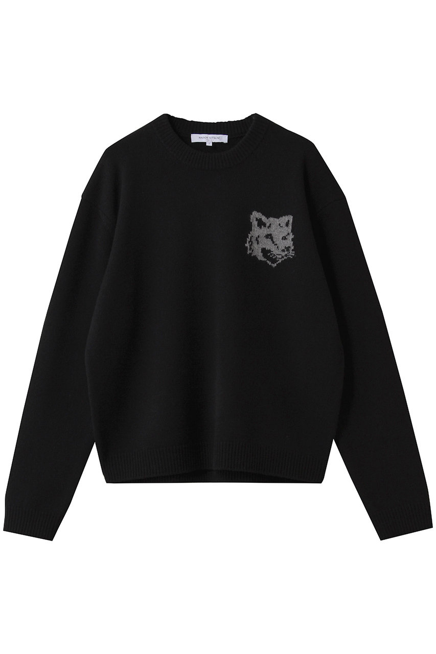 MAISON KITSUNE 【MEN】FOX ヘッド インタルジア メリノ ジャンパー (ブラック/ミディアムグレーメランジ, S) メゾン キツネ ELLE SHOP MAISON KITSUNE 【MEN】FOX ヘッド インタルジア メリノ ジャンパー (ブラック/ミディアムグレーメランジ, S) メゾン キツネ ELLE SHOP