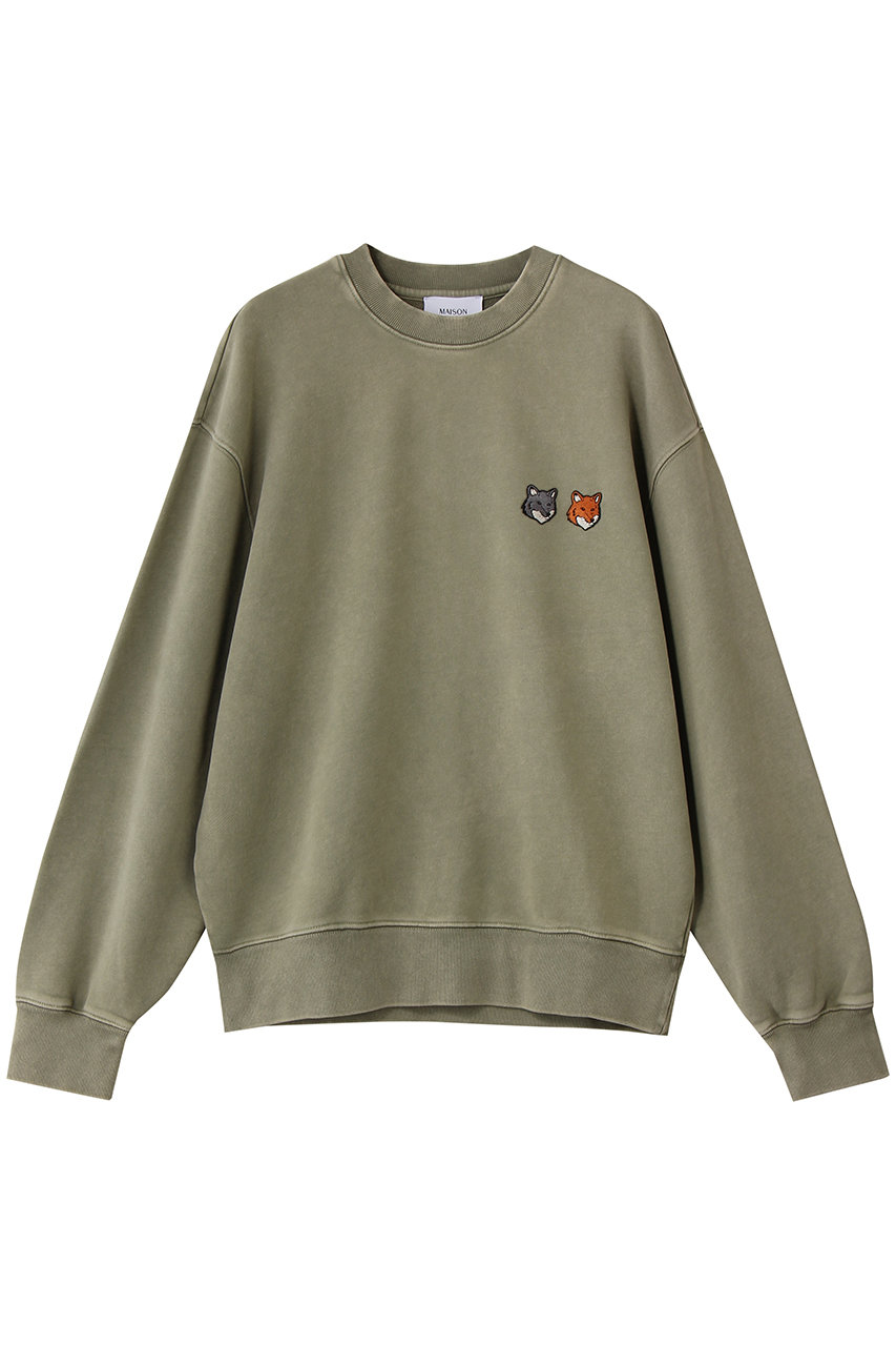メゾン キツネ/MAISON KITSUNEの【MEN】DOUBLE FOX HEAD FADED COMFORT スウェットシャツ(フェイディドローレルグリーン/QM00313KM0341)