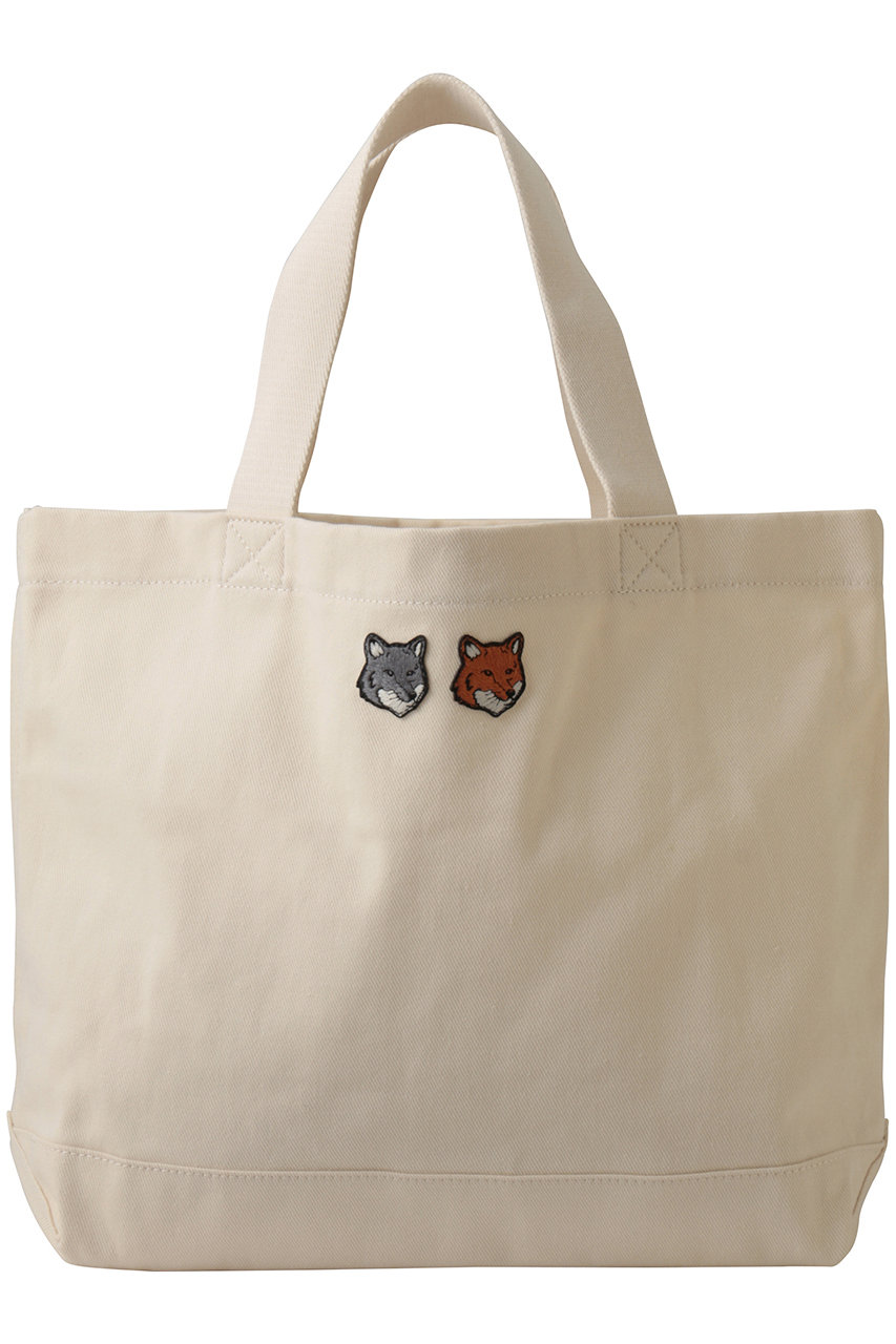 メゾン キツネ/MAISON KITSUNEの【UNISEX】DOUBLE FOX HEAD トートバッグ(エクリュ/OW511CFWW0096)