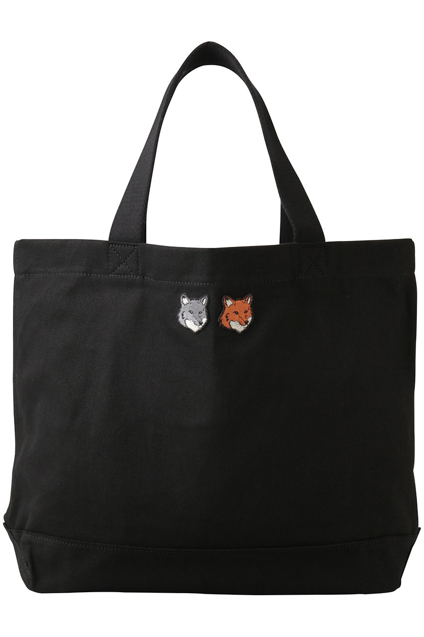 メゾン キツネ/MAISON KITSUNEの【UNISEX】DOUBLE FOX HEAD トートバッグ(アンスラサイト/OW511CFWW0096)