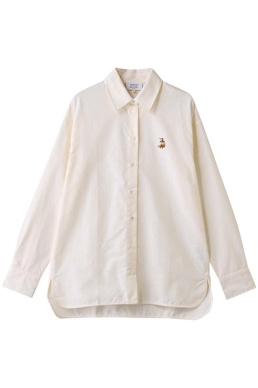 メゾン キツネ/MAISON KITSUNEのDREAMING FOX CASUAL シャツ(パステルイエロー/ホワイト/QW00415WC5098)