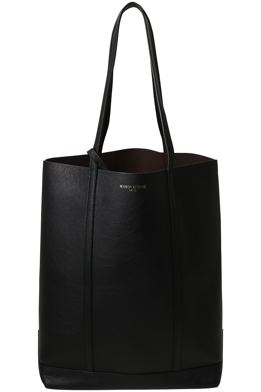 メゾン キツネ/MAISON KITSUNEの【UNISEX】MAISON KITSUNE PARIS LEATHER トートバッグ(ブラック/QU05101LC0045)