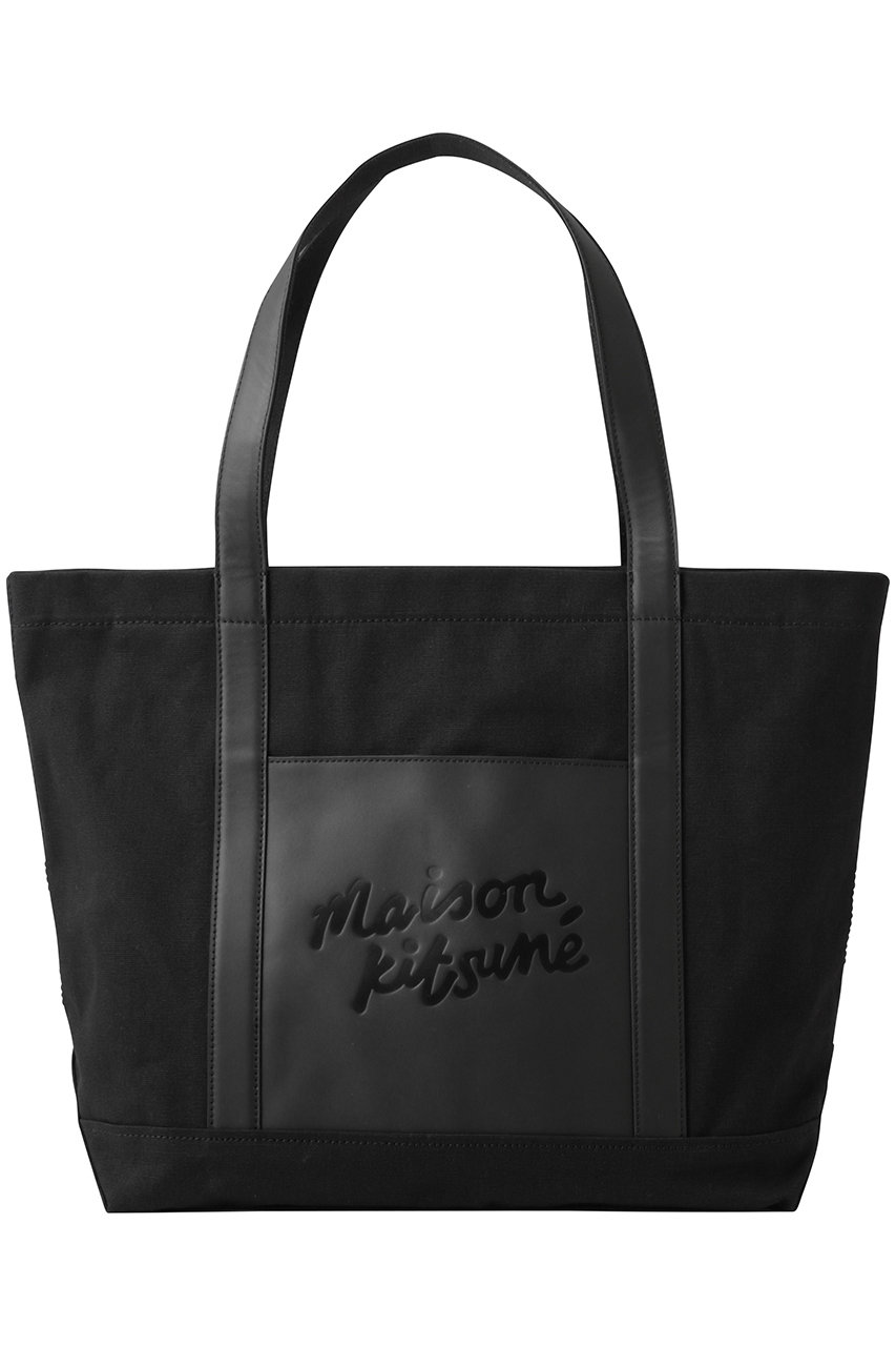 メゾン キツネ/MAISON KITSUNEの【UNISEX】CANVAS AND LEATHER LARGE トートバッグ(ブラック/QU05106WB0026)