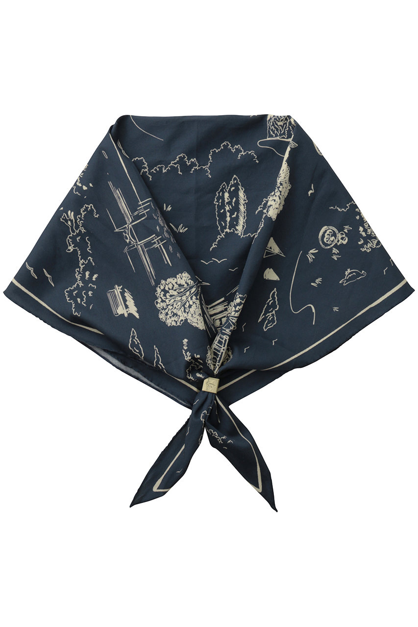 メゾン キツネ/MAISON KITSUNEのPARISIAN MAP スカーフ(ミネラルブルー/ストロー/QU06205WB0054)