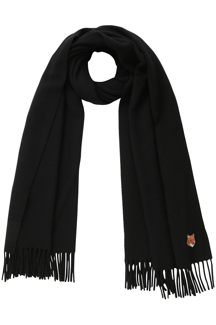 MAISON KITSUNE 【UNISEX】FOX HEAD マフラー (ブラック, U) メゾン キツネ ELLE SHOP
