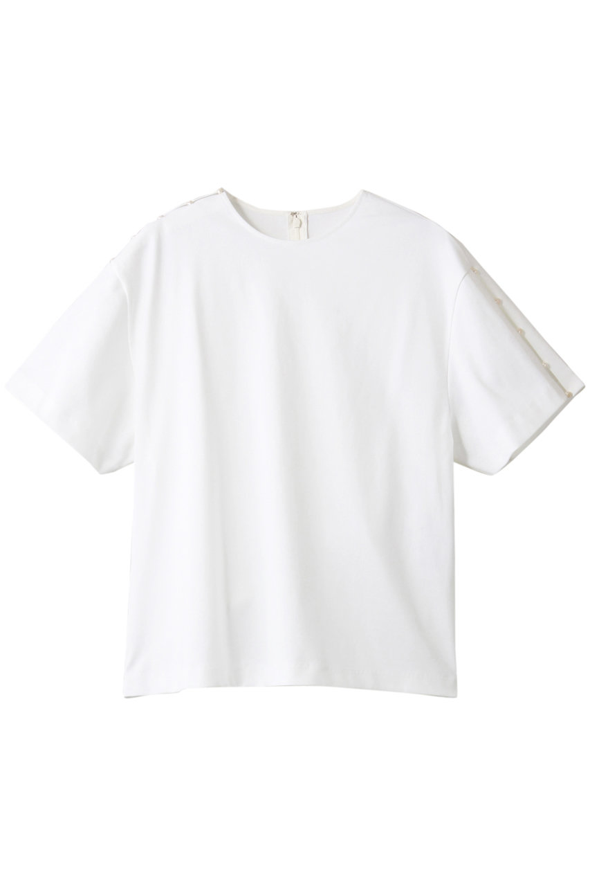 ＜ELLE SHOP＞ LE CIEL BLEU パールディテールTシャツ (ホワイト 36) ルシェルブルー ELLE SHOP画像