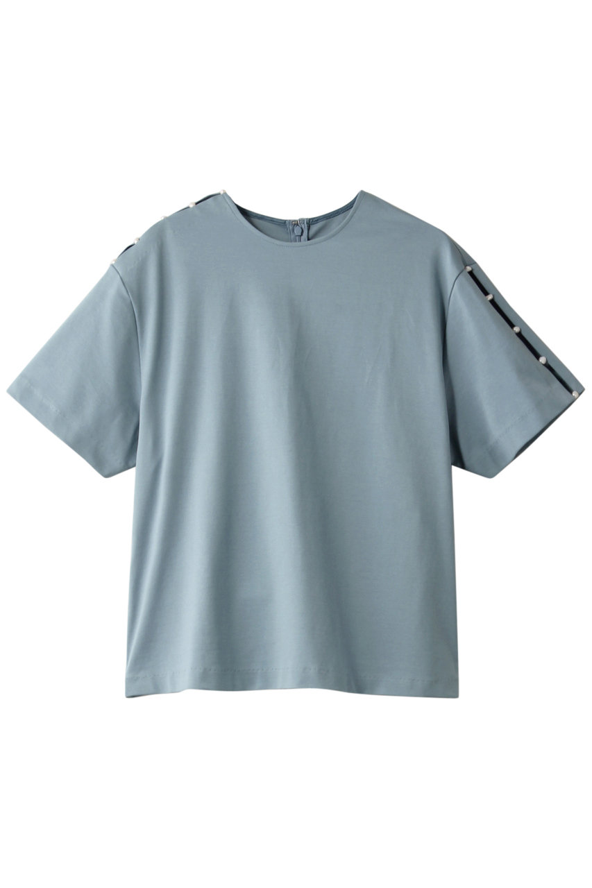 ＜ELLE SHOP＞ LE CIEL BLEU パールディテールTシャツ (ライトブルー 36) ルシェルブルー ELLE SHOP画像