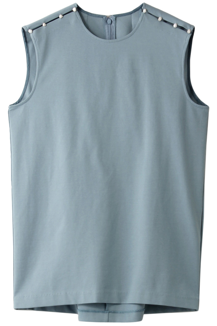 ＜ELLE SHOP＞ LE CIEL BLEU パールディテールスリーブレスTシャツ (ライトブルー 36) ルシェルブルー ELLE SHOP画像