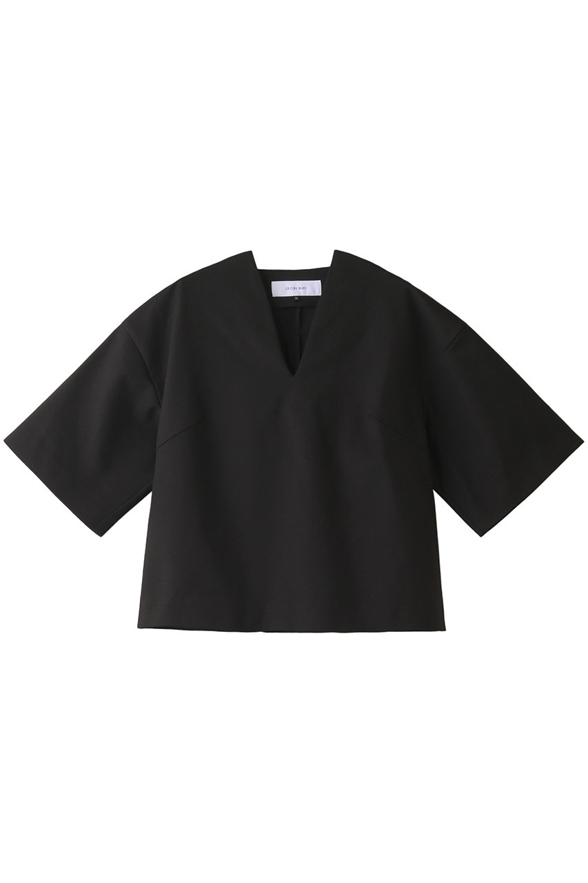Le Ciel Bleu ルシェルブルー フォームドvネックシャツ ブラック の通販 Elleshop エル ショップ