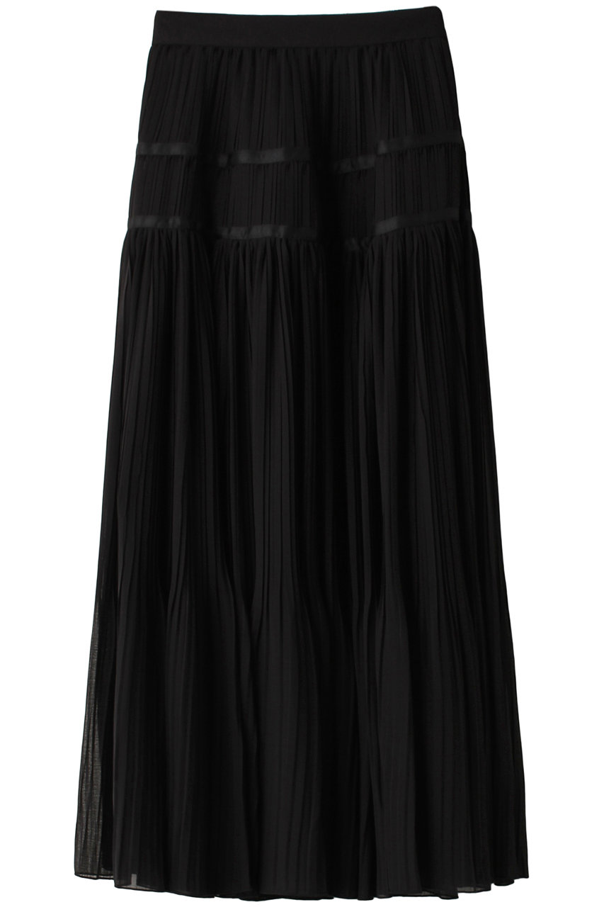 ルシェルブルー/LE CIEL BLEUのランダムプリーツロングスカート(ブラック/24A67306)