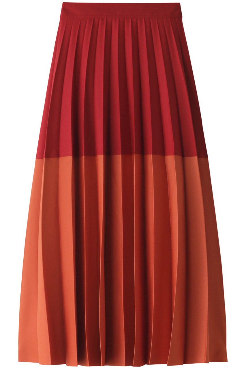 ルシェルブルー/LE CIEL BLEUのカラーブロックワイドプリーツスカート(オレンジ/24A67408)