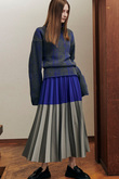 カラーブロックワイドプリーツスカート