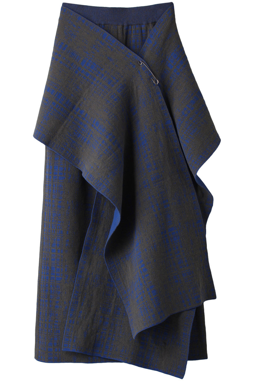 ルシェルブルー/LE CIEL BLEUのスクラッチチェックニットスカート(ブルー/24A67412)