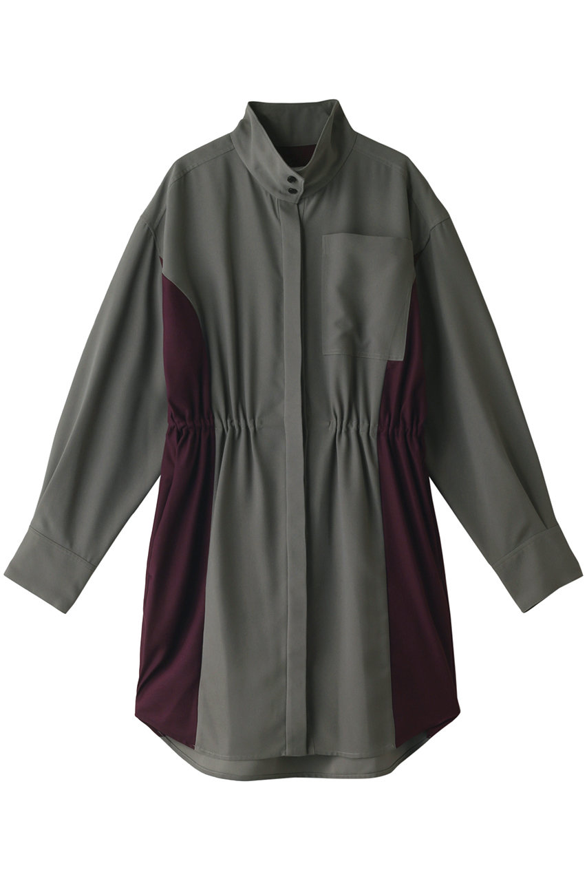 ルシェルブルー/LE CIEL BLEUのカラーブロックシャツドレス(グレー/24A65415)