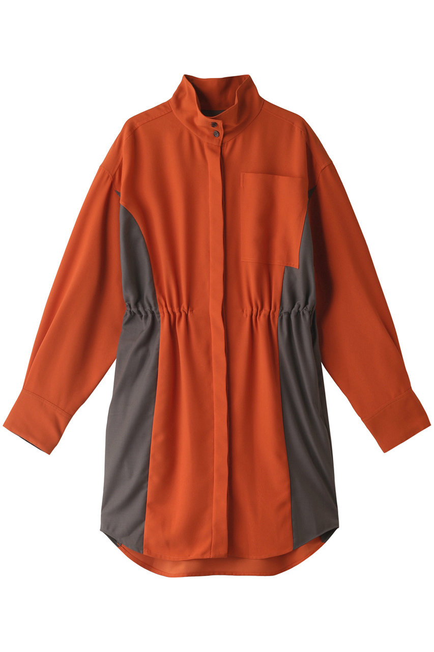 ルシェルブルー/LE CIEL BLEUのカラーブロックシャツドレス(オレンジ/24A65415)