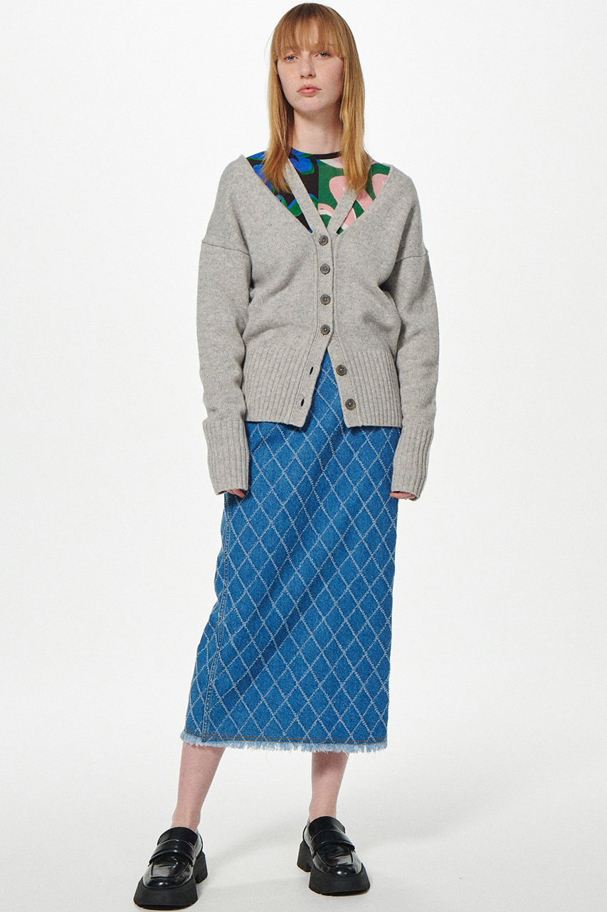 ７枚目画像は形違いのものですLE CIEL BLUE Check Pencil skirt - ひざ