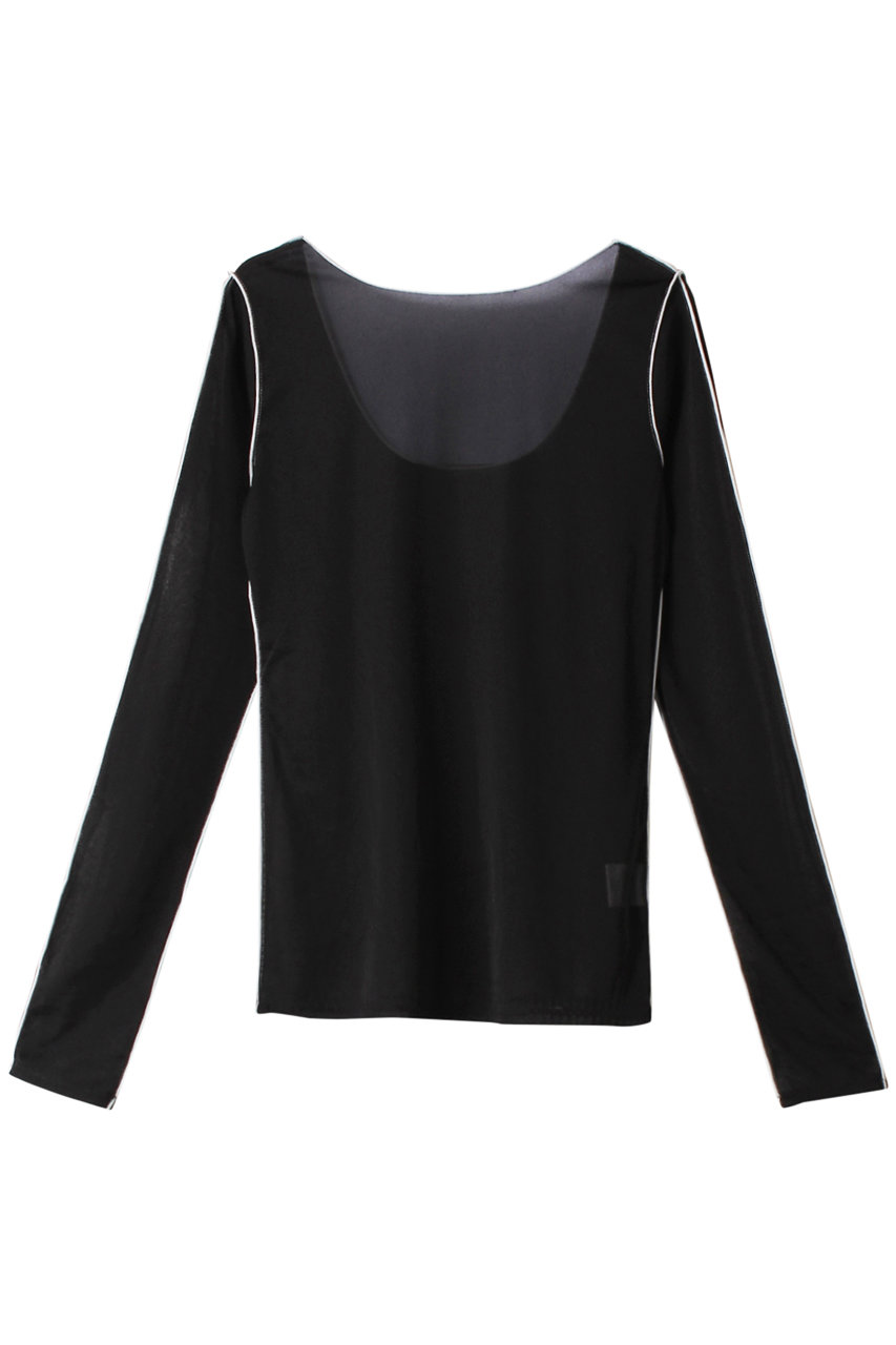 LE CIEL BLEU Color Line Sheer Jersey Top (ブラック, 36) ルシェルブルー ELLE SHOP