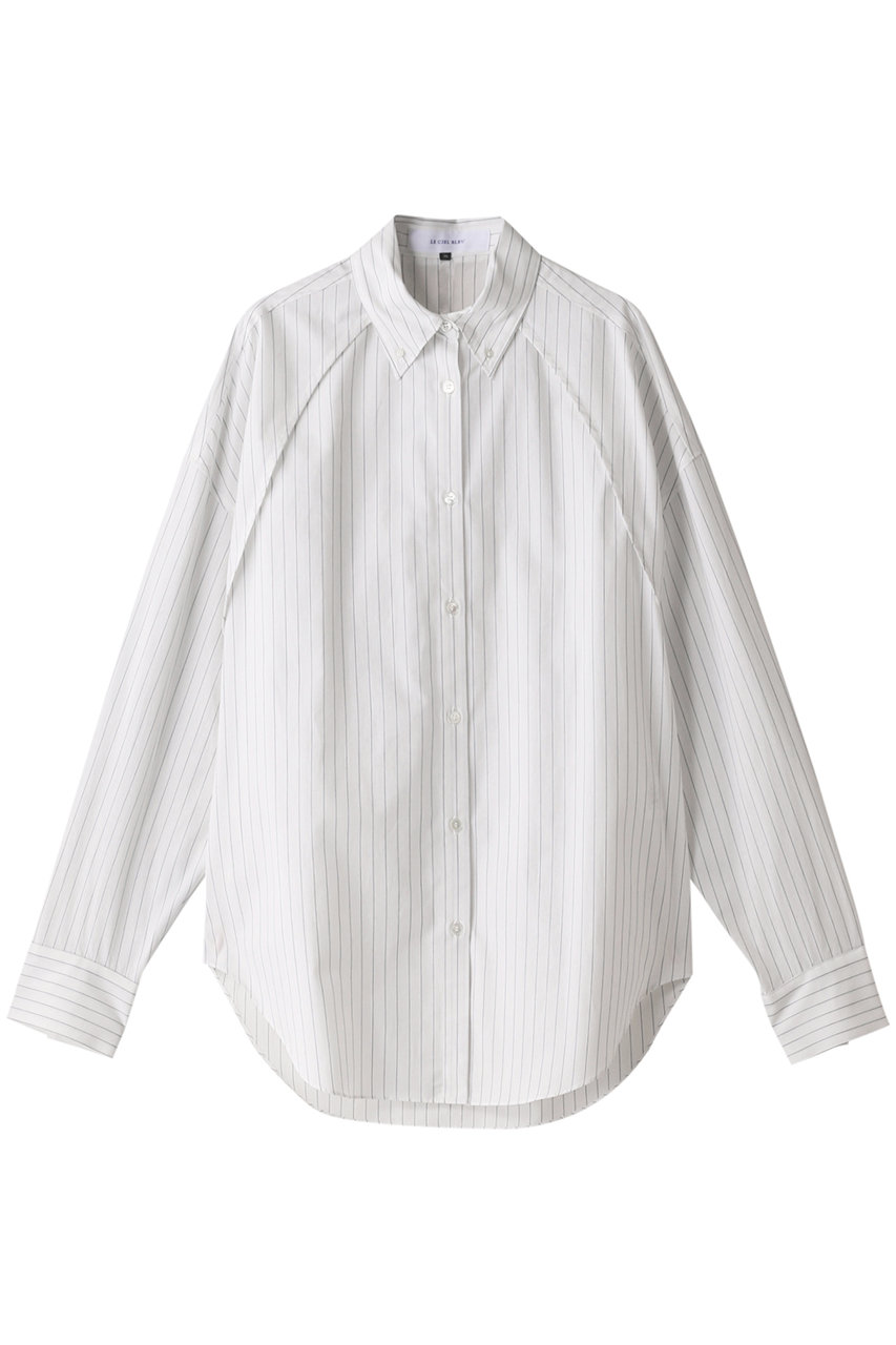 LE CIEL BLEU Convertible Stripe Shirt (ホワイト, 36) ルシェルブルー ELLE SHOP